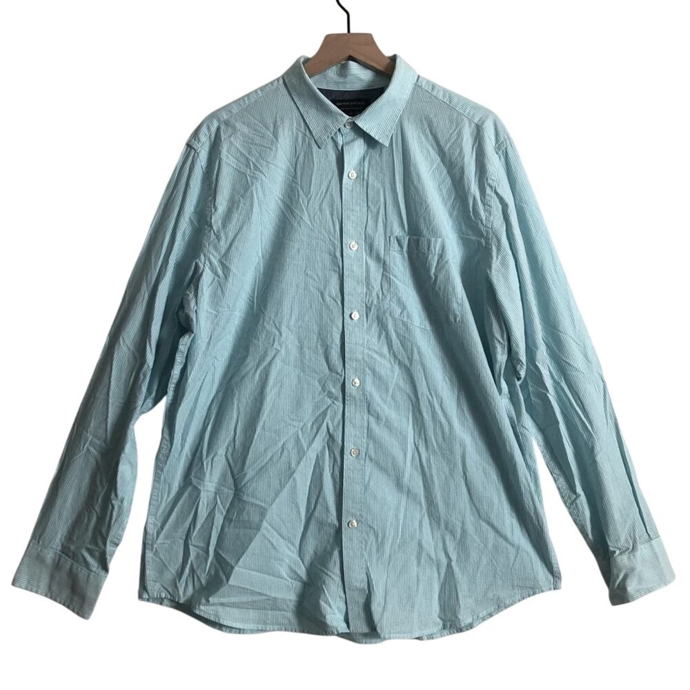 Banana Republic Soft Wash Standard Blue Striped Long Sleeve Button Up Shirt XL